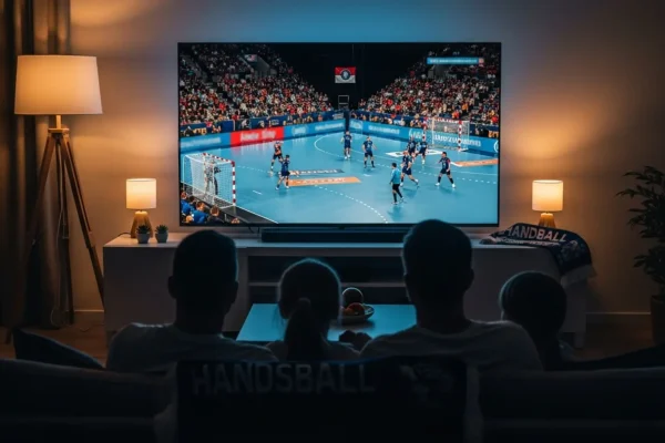Fernsehübertragung eines Handball-EM-Spiels in deutscher Wohnung
