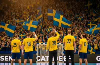 Schwedische Handball-Nationalmannschaft vor Heimfans in Malmö